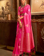 Classy Dark Pink Soft Banarasi Silk Saree With Extraordinary Blouse Piece