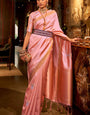 Exquisite Baby Pink Soft Banarasi Silk Saree With Beauteous Blouse Piece