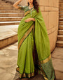 Ornate Green Patola Silk Saree with Tremendous Blouse Piece