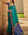 Imbrication Rama Patola Silk Saree with Ebullience Blouse Piece