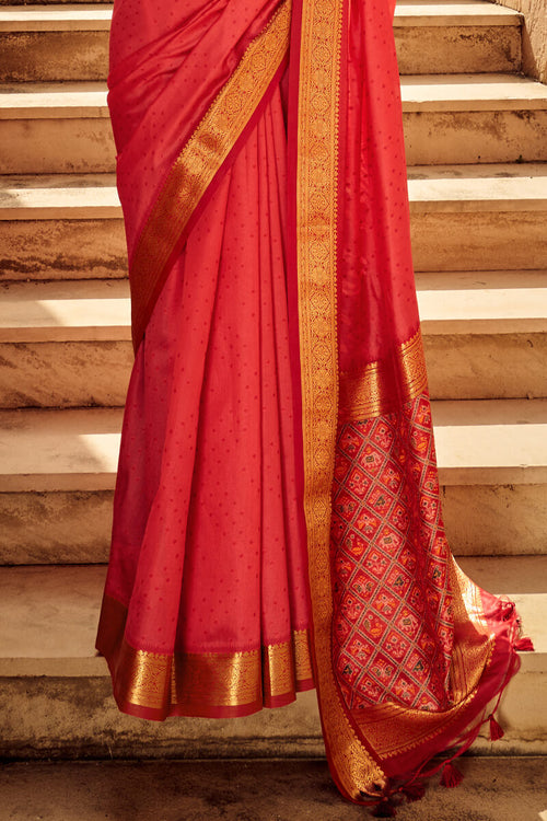 Load image into Gallery viewer, Breathtaking Red Patola Silk Saree with Intricate Blouse Piece
