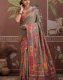 Gossamer Grey Pashmina saree With Quintessential Blouse Piece