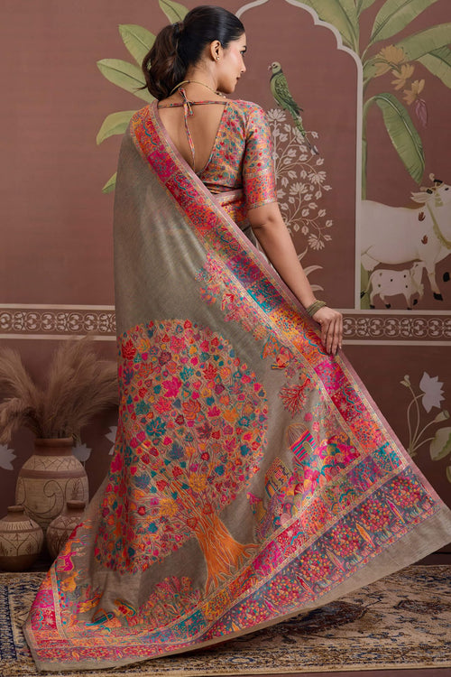 Load image into Gallery viewer, Gossamer Grey Pashmina saree With Quintessential Blouse Piece
