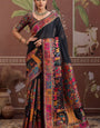 Designer Black Pashmina saree With Enticing Blouse Piece