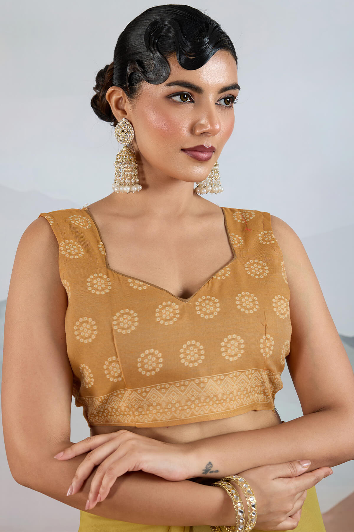 Lassitude Mustard Cotton Silk Saree With Ethereal Blouse Piece