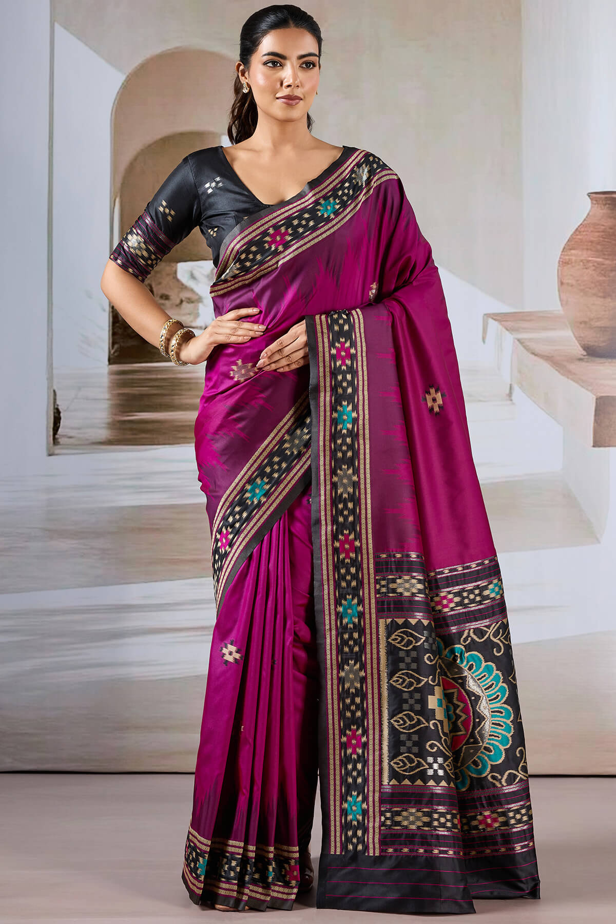 Entrancing Purple Patola Silk Saree with Dazzling Blouse Piece