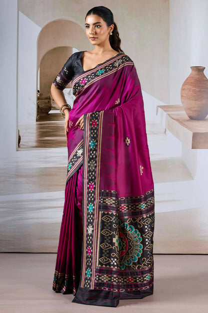 Entrancing Purple Patola Silk Saree with Dazzling Blouse Piece