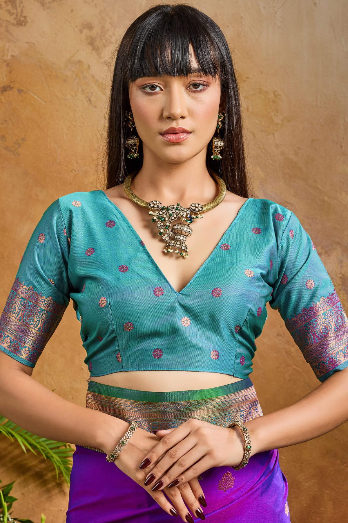 Sizzling Royal Purple Soft Banarasi Silk Saree With Inspiring Blouse Piece