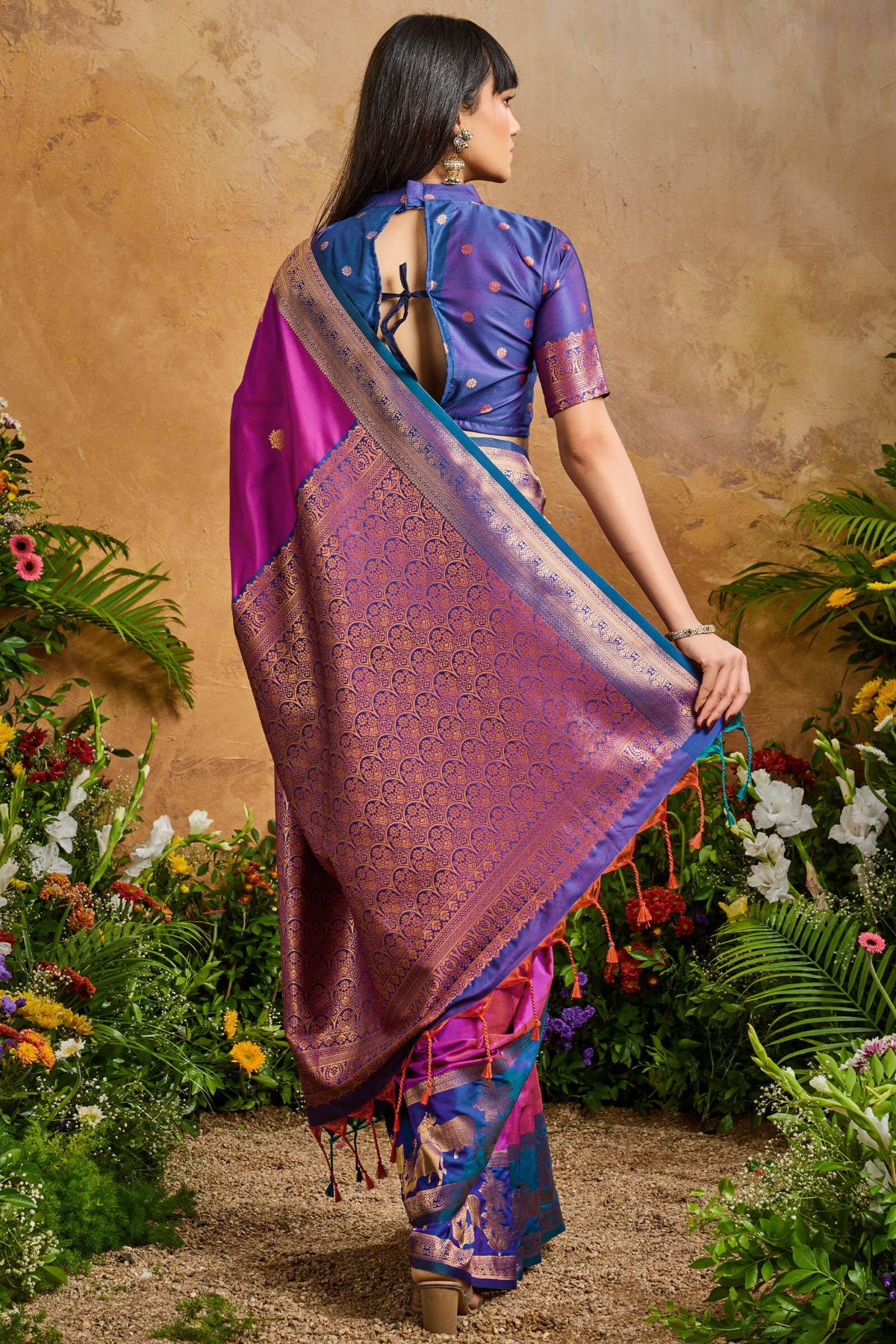 Radiant Purple Soft Banarasi Silk Saree With Lovely Blouse Piece