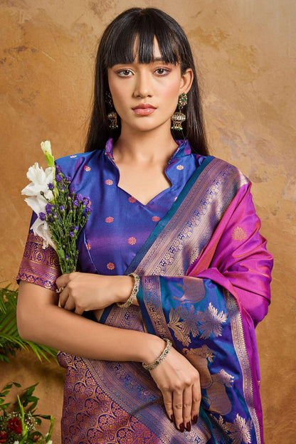 Radiant Purple Soft Banarasi Silk Saree With Lovely Blouse Piece