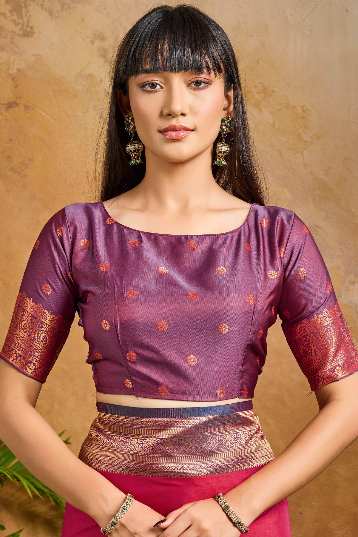 Eclat Dark Pink Soft Banarasi Silk Saree With Precious Blouse Piece