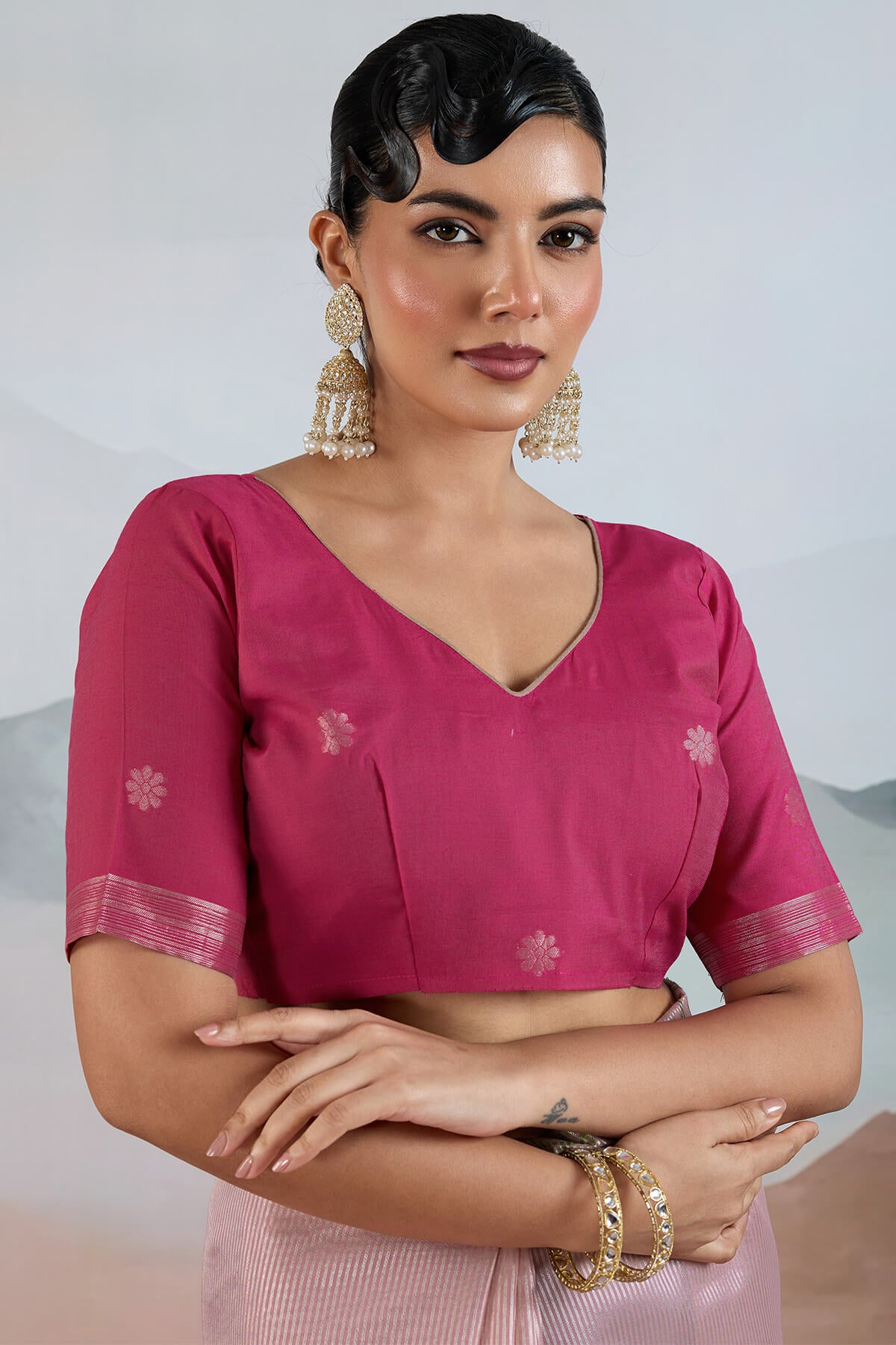 Excellent Pink Soft Banarasi Tissue Silk Saree With Dissemble Blouse Piece