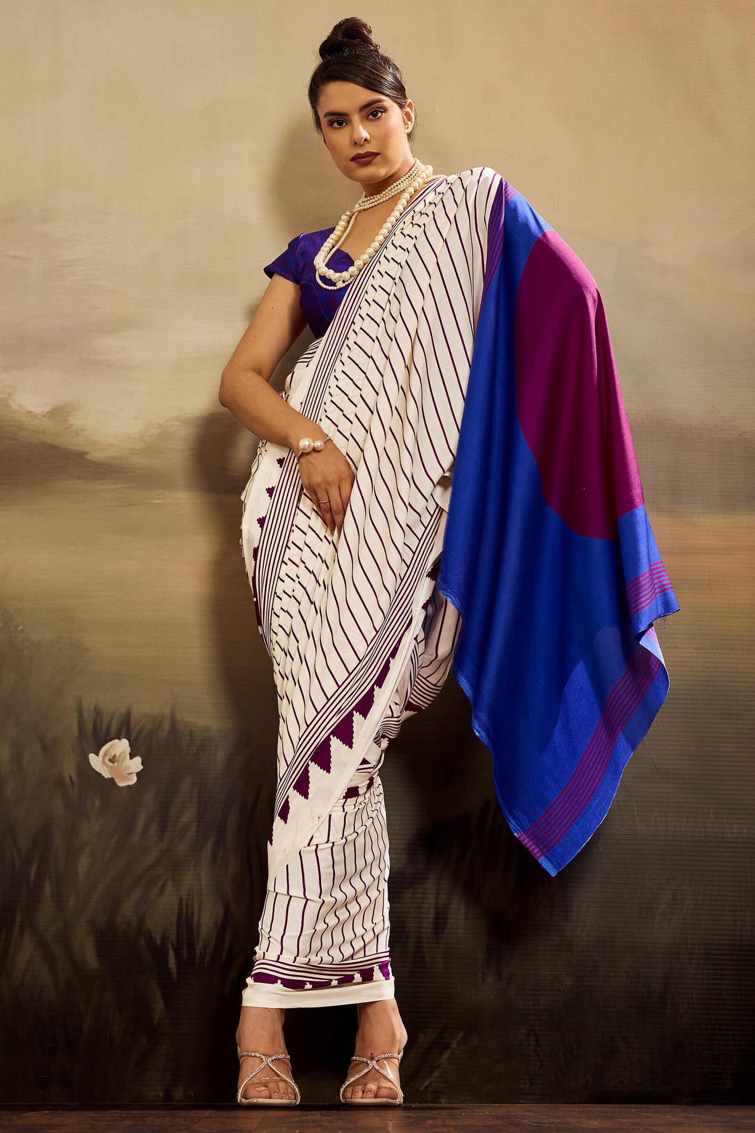 Amiable Beige Ajrakh Printed Semi Modal Silk Saree With Impressive Blouse Piece