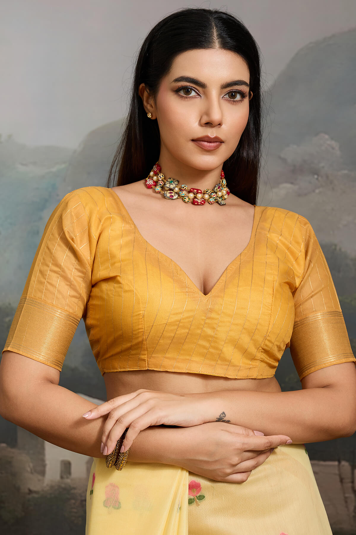 Engaging Yellow Pure Munga Cotton Silk Saree With Enigmatic Blouse Piece