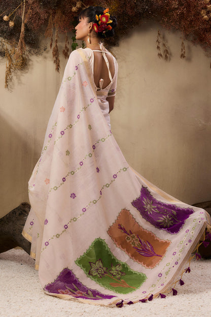 Amazing Beige Pure Munga Cotton Saree With Incredible Blouse Piece