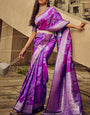 Opulent Purple Soft Banarasi Silk Saree With Cynosure Blouse