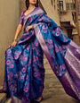 Grandiose Navy Blue Soft Banarasi Silk Saree With Effulgent Blouse