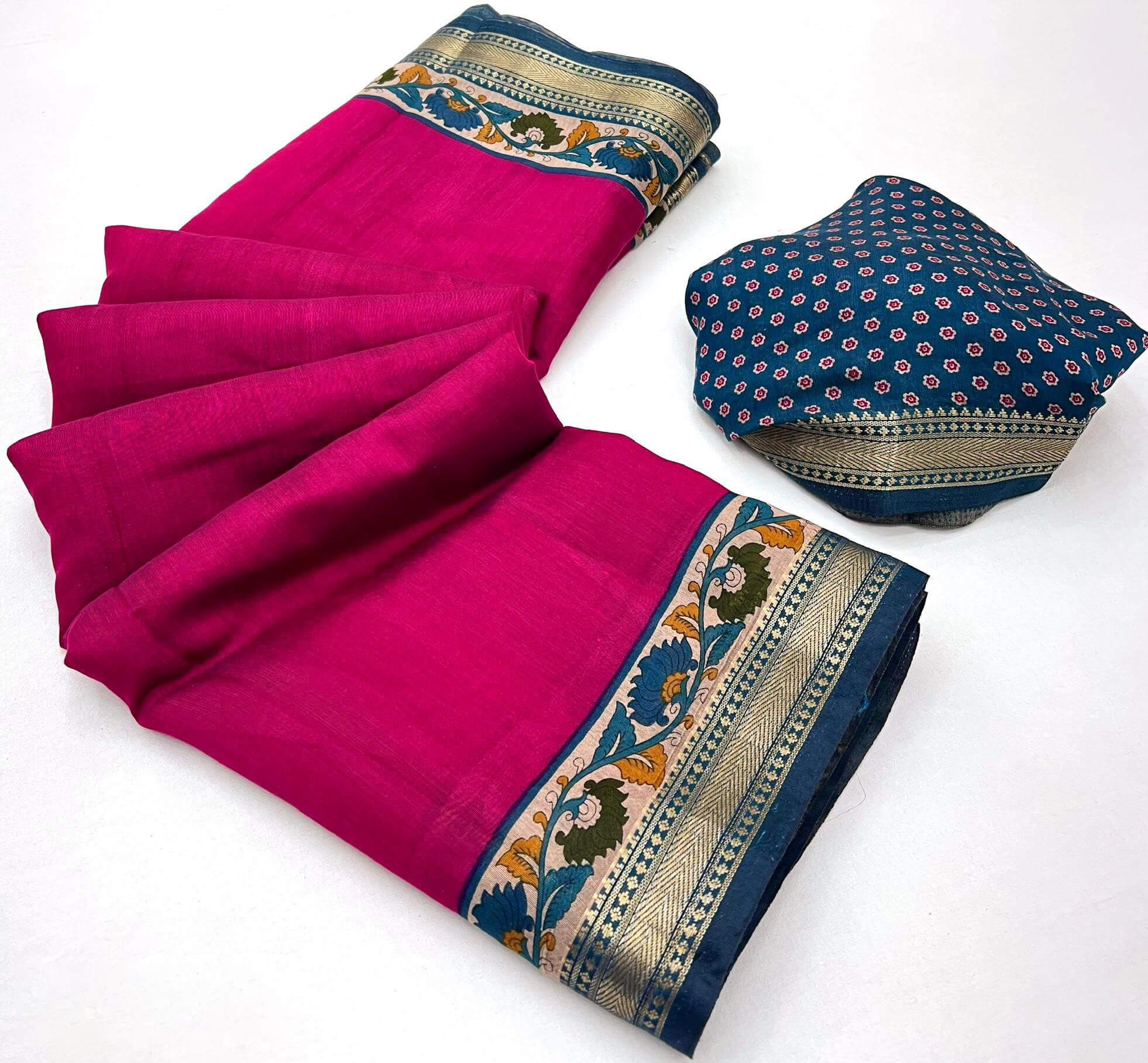 Classy Dark Pink Printed Mul Cotton Saree With Unequalled Blouse Piece