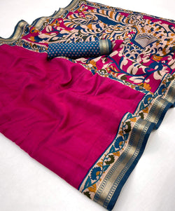 Classy Dark Pink Printed Mul Cotton Saree With Unequalled Blouse Piece