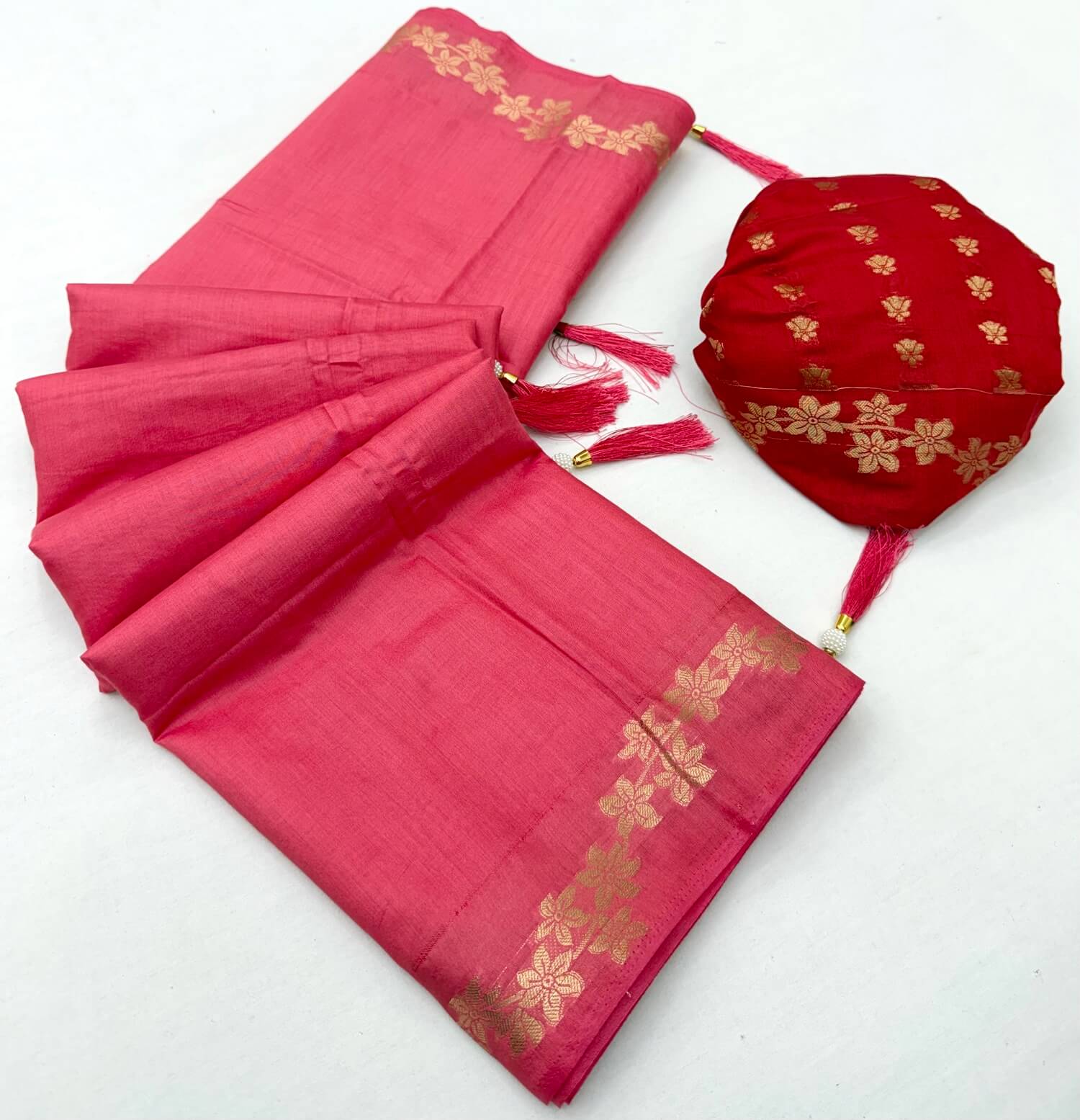 Quixotic Dark Pink Viscose Cotton Silk Saree With Ineffable Blouse Piece