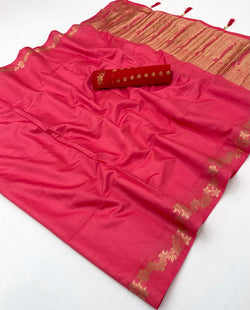 Quixotic Dark Pink Viscose Cotton Silk Saree With Ineffable Blouse Piece