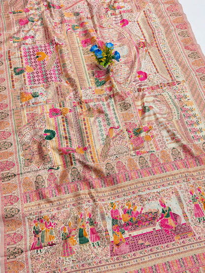 Ratatouille Beige Pashmina Silk Saree With Surpassing Blouse Piece