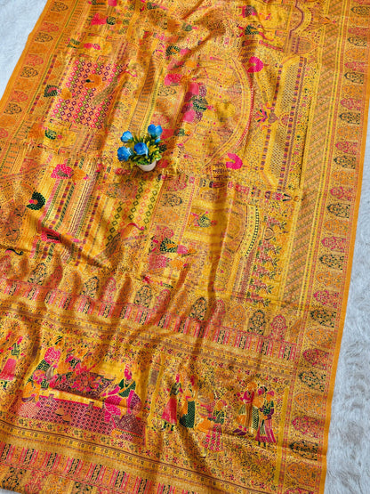 Demesne Yellow Pashmina Silk Saree With Beauteous Blouse Piece