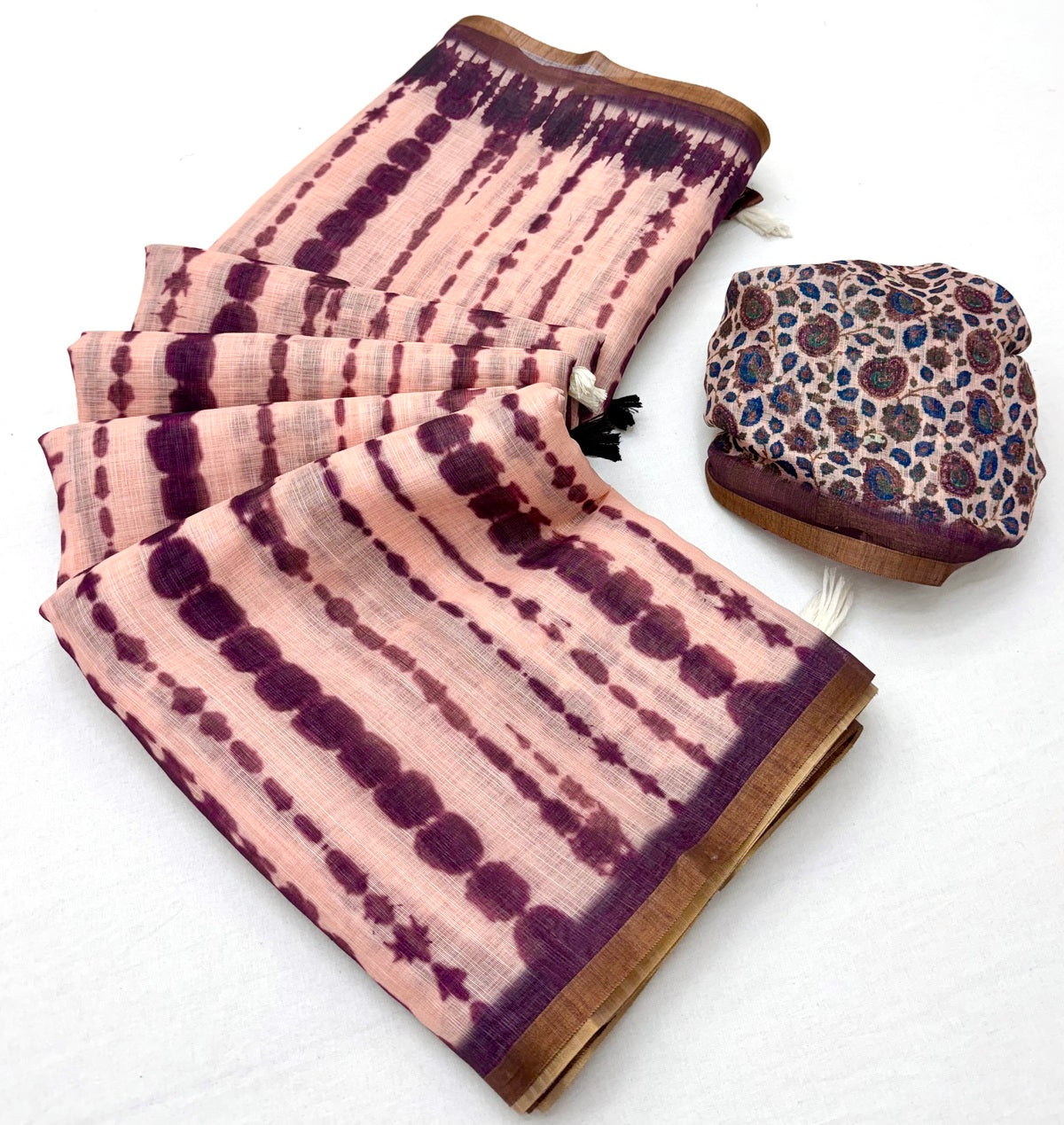 Blissful Pink Printed Cotton Silk Saree With Allure Blouse Piece