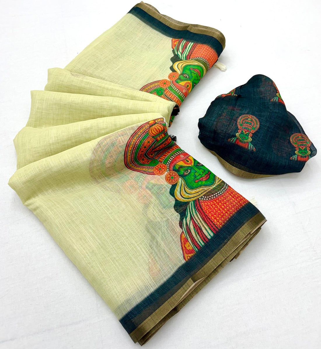 Excellent Lemon Printed Cotton Silk Saree With Angelic Blouse Piece