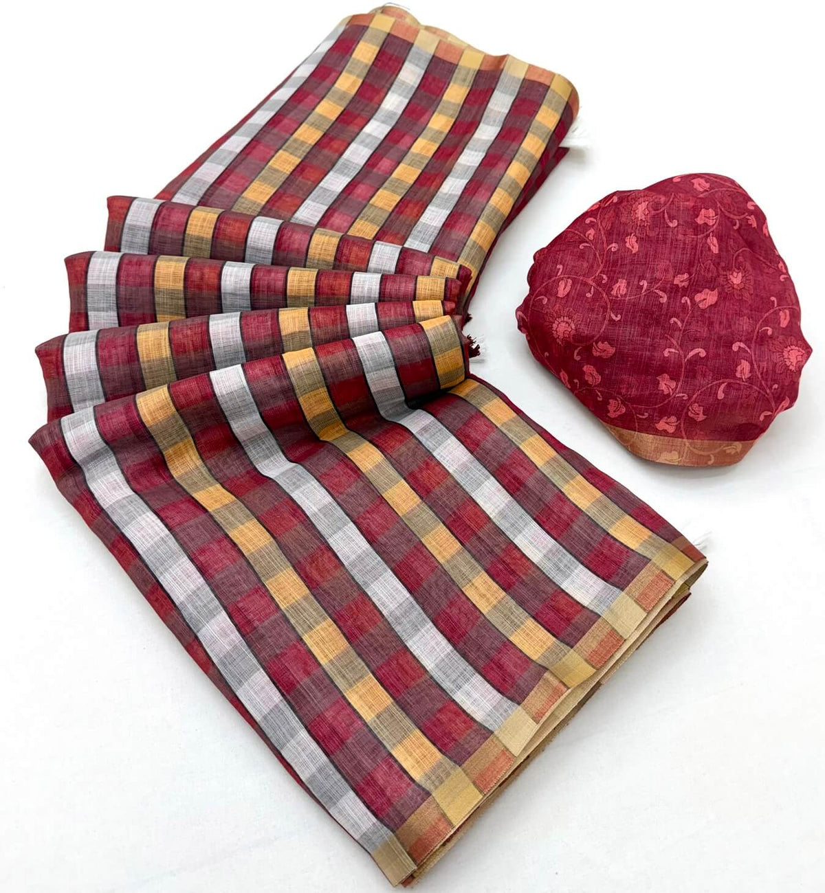 Opulent Wine Printed Cotton Silk Saree With Redolent Blouse Piece