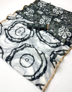 Deserving Off White Printed Cotton Silk Saree With Palimpsest Blouse Piece