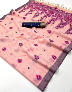 Radiant Pink Pure Munga Cotton Silk Saree With Flameboyant Blouse Piece