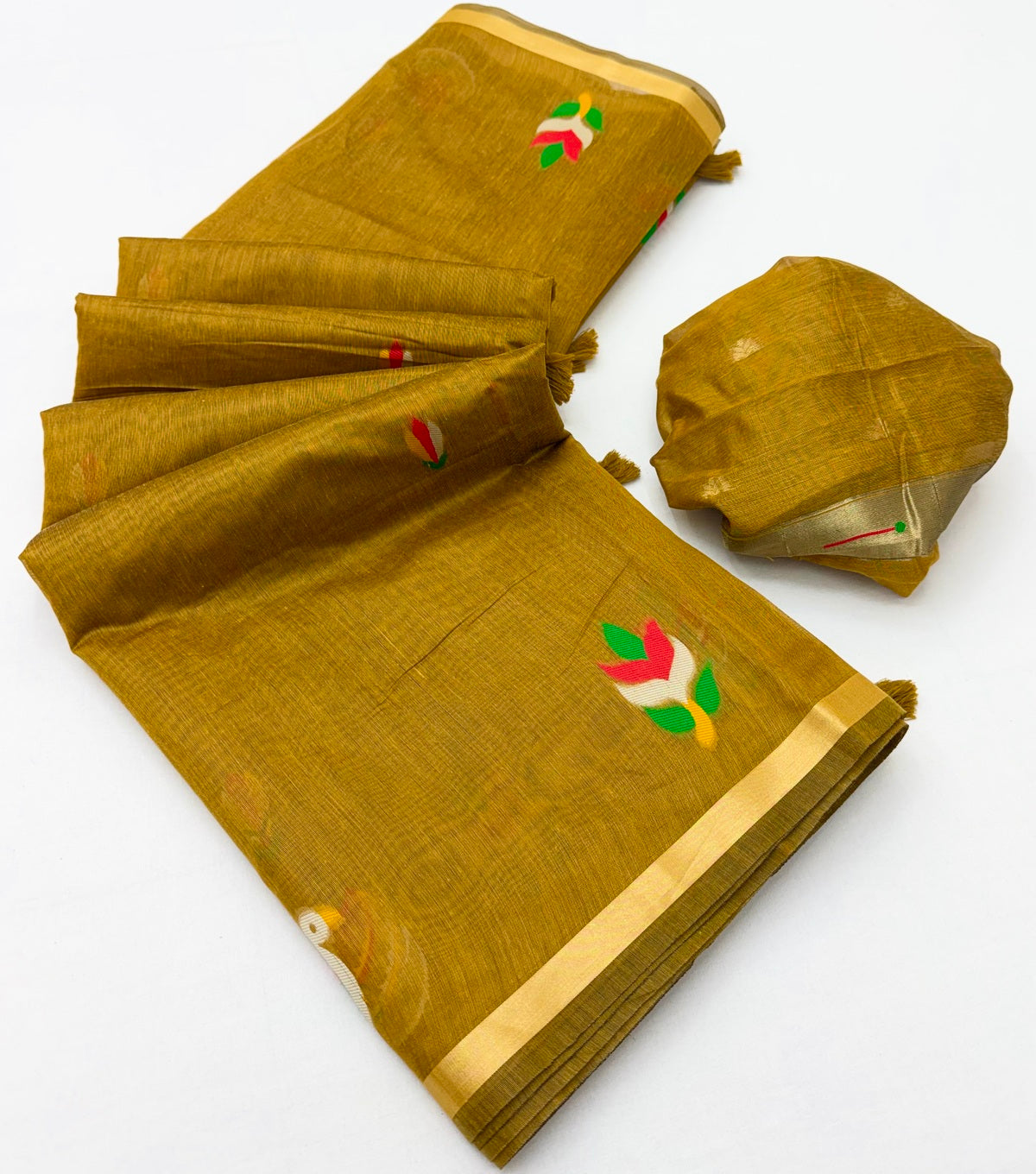 Quintessential Mustard Pure Munga Cotton Silk Saree With Marvellous Blouse Piece