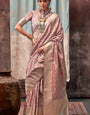 Desiring Light Pink Banarasi Satin Silk Saree With Gratifying Blouse