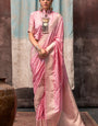 Majesty Pink Banarasi Satin Silk Saree With Twirling Blouse