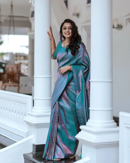 Wonderful Wine Soft Banarasi Silk Saree with Stylish Blouse Piece
