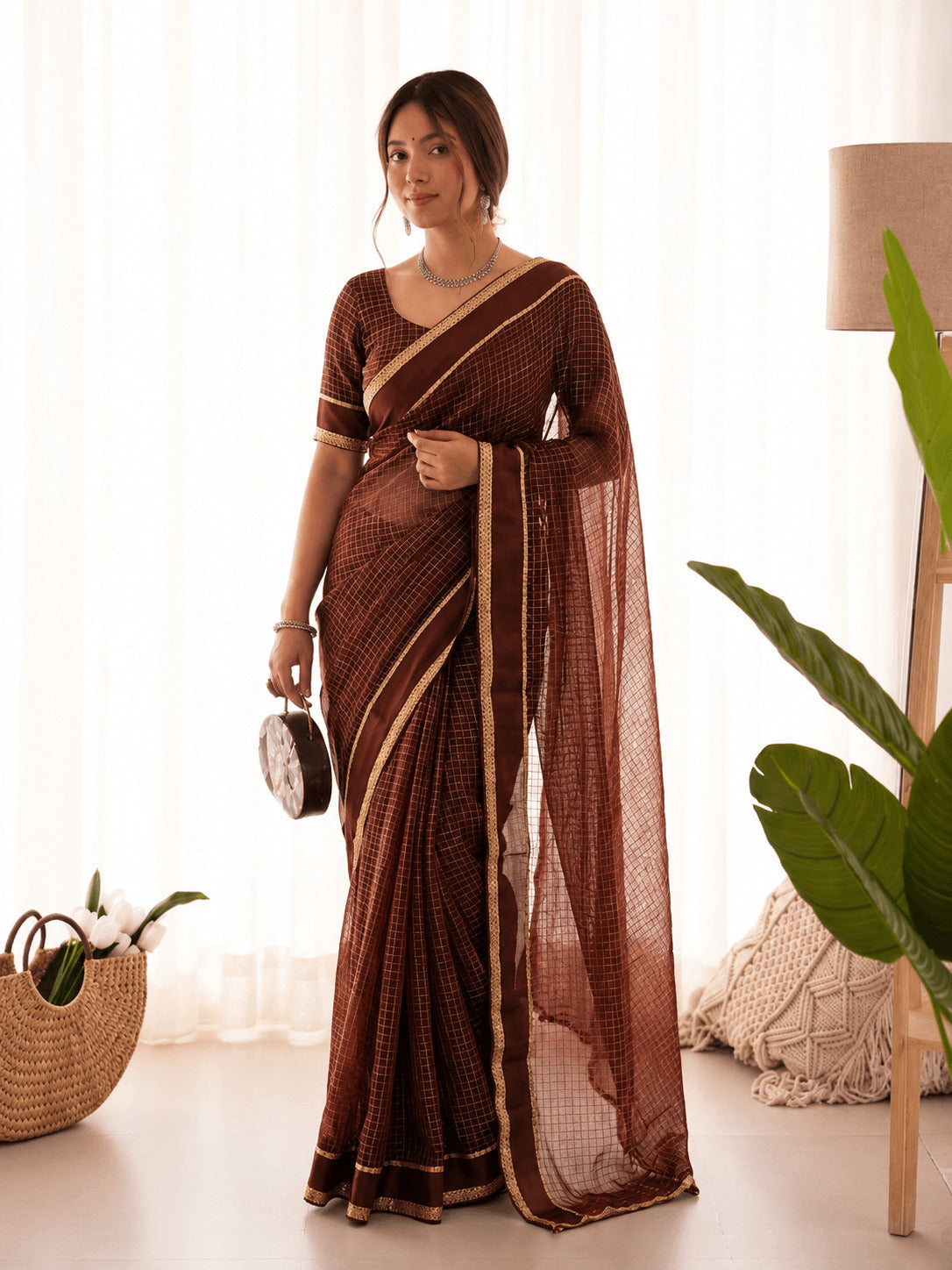 Ethereal Brown Banarasi Viscose Silk Saree With Prodigal Blouse Piece