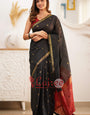 Trendy Black Cotton Silk Saree With Marvellous Blouse Piece