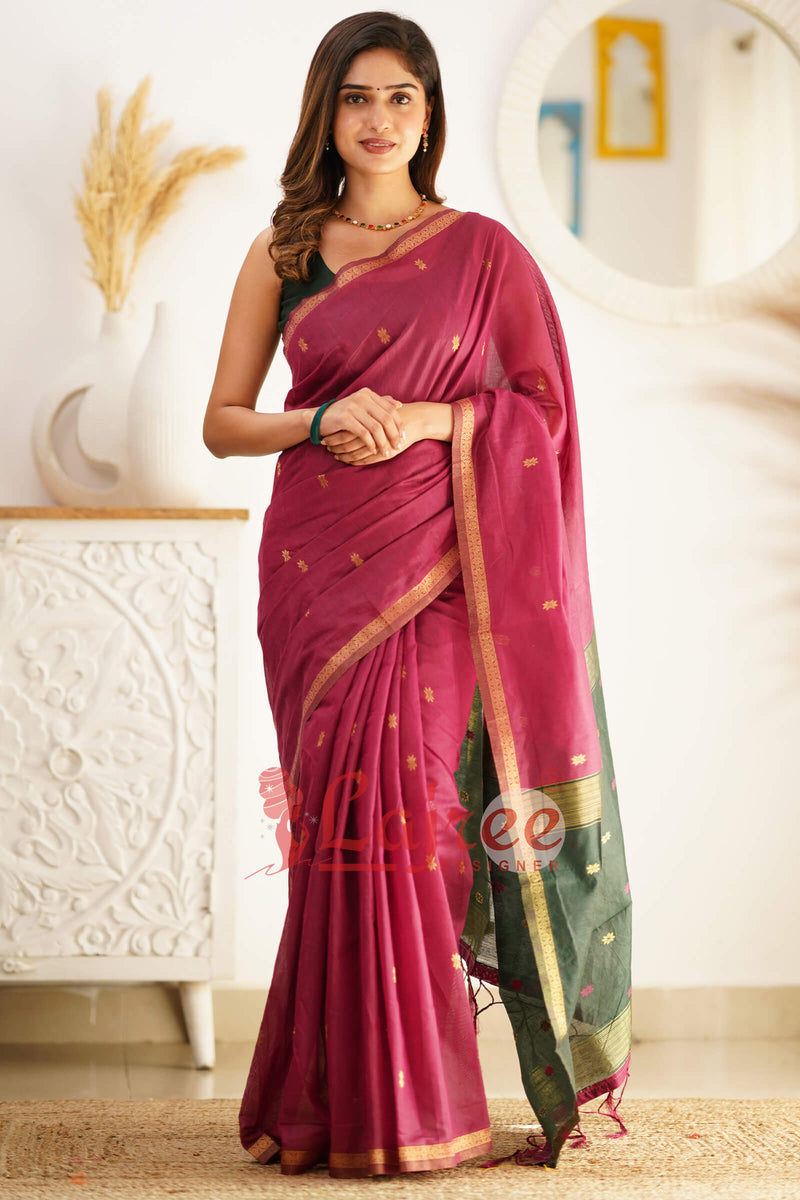 Women's Pashmina Silk Pink Printed Designer Saree With Blouse Piece