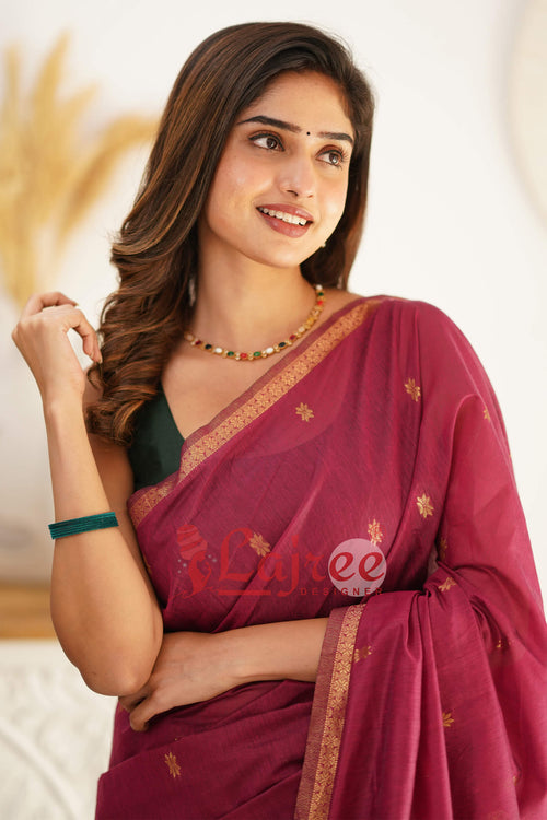 Load image into Gallery viewer, Marvellous  Dark Pink Cotton Silk Saree With Outstanding Blouse Piece
