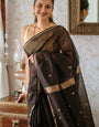 Delightful Black Cotton Silk Saree With Murmurous Blouse Piece