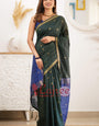 Flattering Green Cotton Silk Saree With Classy Blouse Piece