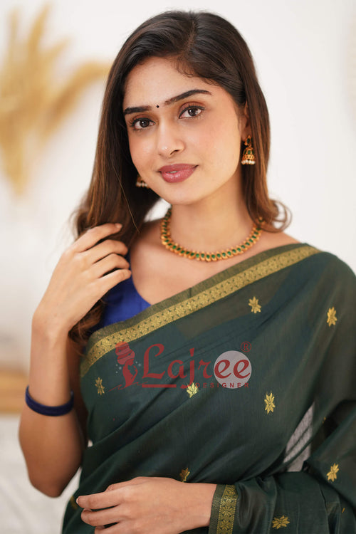 Load image into Gallery viewer, Flattering Green Cotton Silk Saree With Classy Blouse Piece
