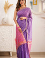 Gorgeous Lavendor Cotton Silk Saree With Sizzling Blouse Piece