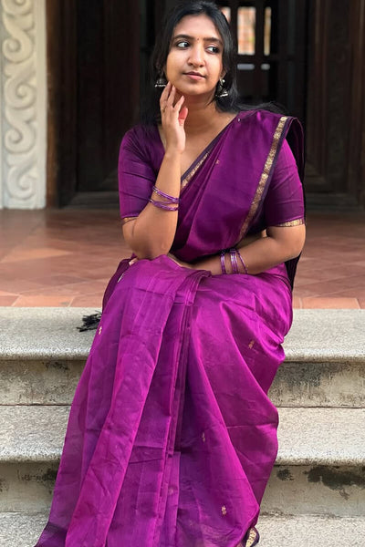 Confounding Magenta Cotton Silk Saree With Woebegone Blouse Piece
