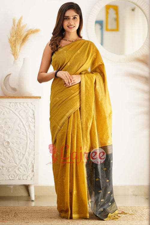 Load image into Gallery viewer, Glowing Mehndi Cotton Silk Saree With Attractive Blouse Piece
