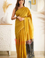 Glowing Mehndi Cotton Silk Saree With Attractive Blouse Piece