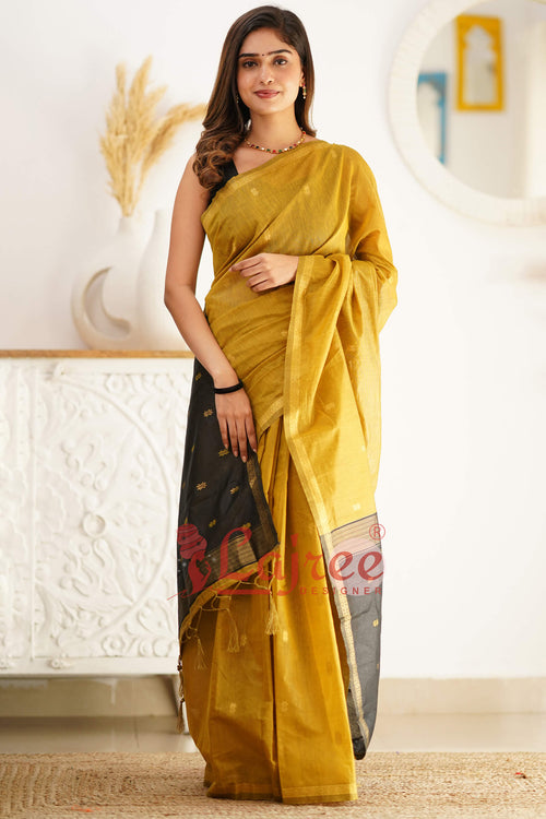 Load image into Gallery viewer, Glowing Mehndi Cotton Silk Saree With Attractive Blouse Piece
