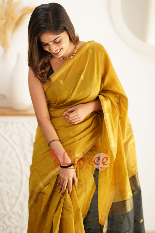 Load image into Gallery viewer, Glowing Mehndi Cotton Silk Saree With Attractive Blouse Piece
