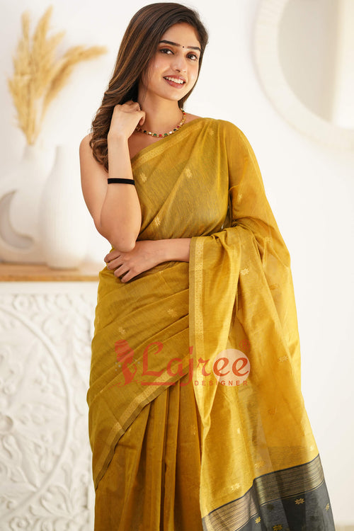 Load image into Gallery viewer, Glowing Mehndi Cotton Silk Saree With Attractive Blouse Piece
